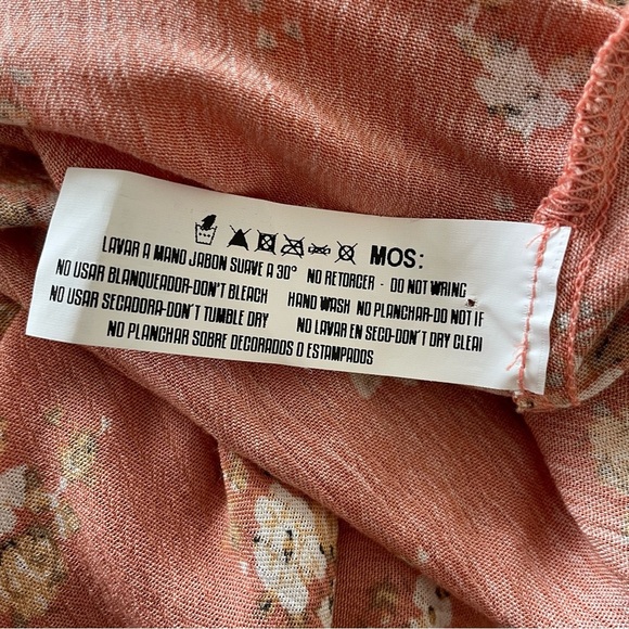 Agua Bendita Resort Angie Manila Floral Print Cropped Tie Bell Sleeve Top NWT S - Picture 12 of 12